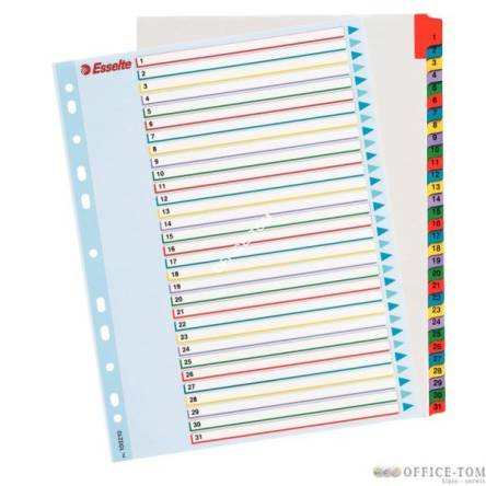 Przekładki karton. Mylar A4 Maxi z lamin. kartą do wielokrotnego opisywania, 1-31 ESSELTE