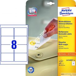 Usuwalne Etykiety AVERY ZWECKFORM uniwersalne A4, 25 ark./op., 96 x 63,5 mm, białe