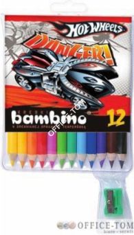Kredki BAMBINO w opr.drew. 12 kol. + temperówka HOT WHEELS St.Majewski