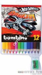 Kredki BAMBINO w opr.drew. 12 kol. + temperówka HOT WHEELS St.Majewski