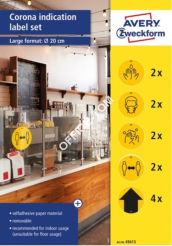 Zestaw etykiet ostrzegawczych fi20 gotowe wzory KORONAWIRUS usuwalne 49415 AVERY ZWECKFORM