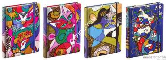 Notatnik ekskluzywny NARCISSUS 80k. Colorful Cats 12x17 4 wzory