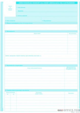 Kwestionariusz osobowy MICHALCZYK I PROKOP A4 40 kartek