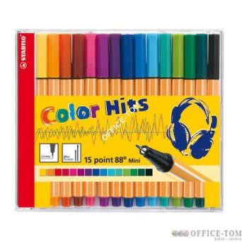 Cienkopis STABILO point 88 0,4mm Mini, etui plastikowe w kształcie opakowania CD, 15 szt.