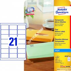 Etykiety AVERY ZWECKFORM adresowe przezroczyste A4, 25 ark./op., 63,5 x 38,1 mm, przezroczyste