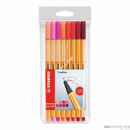 Cienkopis STABILO POINT 88 komplet 8 szt odcienie czerwieni