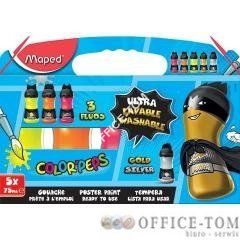 Farby tempera SUPERPOWER 5x75ML FLUO 3SZT + METALIC 2SZT BUT Maped