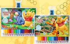 Kredki BAMBINO w opr.drew. 18 kol. + temperówka DISNEY KUBUŚ  St.Majewski