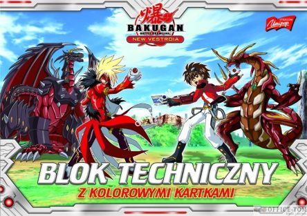 Blok techniczny z kolorowymi kartkami A4, 10k. BAKUGAN