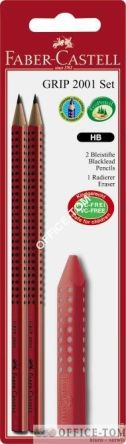 Zestaw dwóch ołówków Grip 2001 + Gumka na blistrze FABER-CASTELL