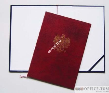 Okładka na dyplom z orłem złotym, bordo