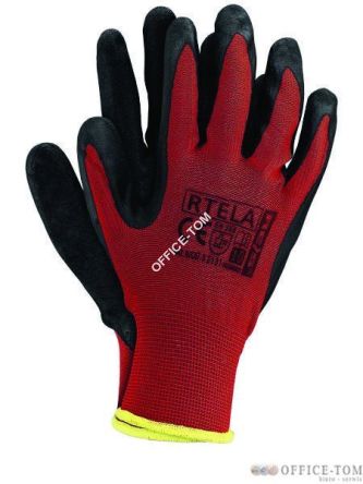Rękawice powlekane RTELA czerwono-czarne rozmiar 10 Reis