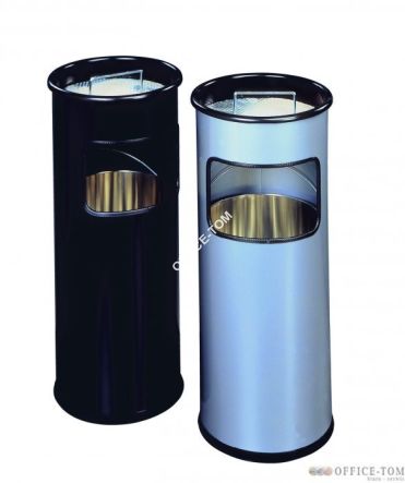 Kosz na śmieci 17l DURABLE metalowy, okrągły, z popielnicą, kolor srebrny