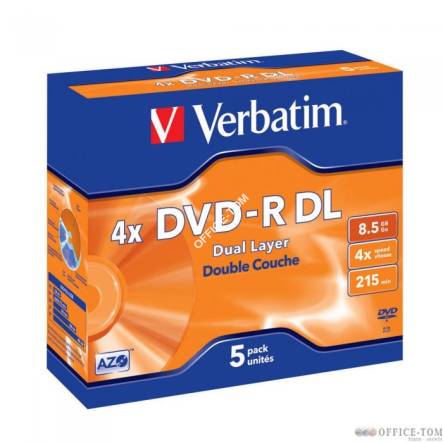 Płyta VERBATIM DVD-R DL  jewel case  8.5GB  4x  Matt Silver