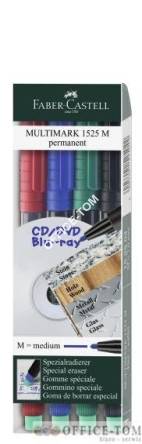 Foliopis Multimark z gumką OHP permanentny M 1,0  KPL 4 szt. FABER-CASTELL