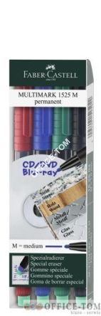 Foliopis Multimark z gumką OHP permanentny M 1,0  KPL 4 szt. FABER-CASTELL