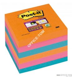 Bloczek samoprzylepny 654-6SS-EG Post-it® Super Sticky, iskrzące kolory, 6 sztuk po 90 kartek, 76x76 mm
