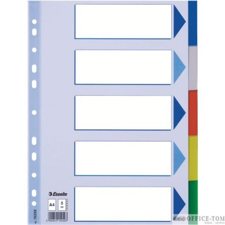 Przekładki plastikowe z PP A4 ESSELTE, 5 kart