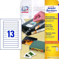 Etykiety AVERY ZWECKFORM na kasety wideo A4, 25 ark./op., 147,3 x 20 mm, białe, usuwalne