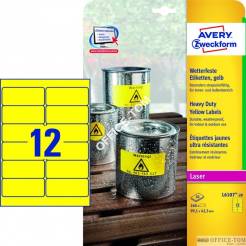 Etykiety AVERY ZWECKFORM Heavy Duty A4, 20 ark./op., 99,1 x 42,3 mm, żółte, poliestrowe
