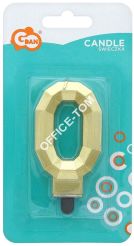 Świeczka cyferka '0', Diament, metalik złoty, GoDan