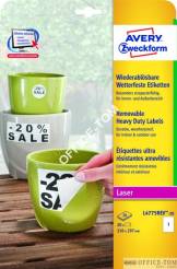 Usuwalne etykiety Heavy Duty Avery Zweckform A4 210 x 297 usuwalne L4775REV-20 białe, poliestrowe