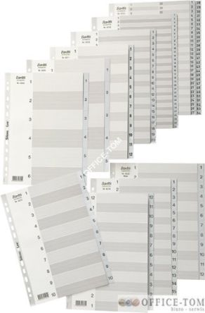 Przekładki BANTEX A4 MAXI numeryczne PP szare 1-12