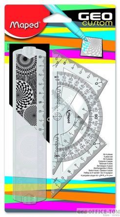 Zestaw GEOCUSTOM MINI Linijka 15 CM 2 ekierki i kątomierz Maped