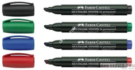 Marker 54 permanentny  NIEBIESKI końcówka ścięta opakowanie 12szt. FABER-CASTELL