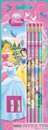 Ołówki grafitowe z gumką z nadrukiem 4 szt.+ temperówka(blister) DISNEY KSIĘŻNICZKI ST.MAJEWSKI