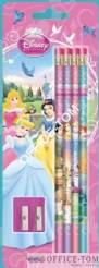Ołówki grafitowe z gumką z nadrukiem 4 szt.+ temperówka(blister) DISNEY KSIĘŻNICZKI ST.MAJEWSKI