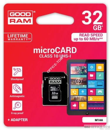 Pamięć MicroSD SDHC GOODRAM 32GB Class 10 UHS I + adapter