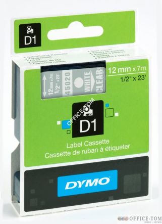 Taśma 12mm/7m biała/przeźroczysta. 45020 DYMO S0720600