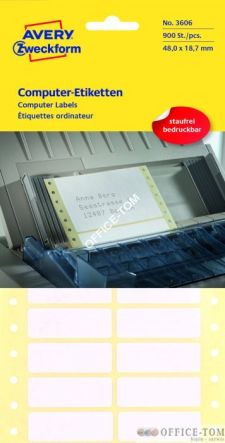 Etykiety AVERY ZWECKFORM uniwersalne do drukarek igłowych 48 x 19 mm, 900 szt./op., białe