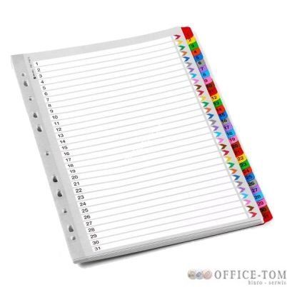 Przekładki indeksowe REXEL A4 1-31 kolorowe kartonowe Mylar