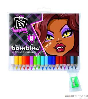 Kredki BAMBINO w opr.drew. 18 kol. + temperówka MONSTER HIGH St.Majewski