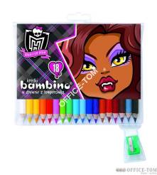 Kredki BAMBINO w opr.drew. 18 kol. + temperówka MONSTER HIGH St.Majewski