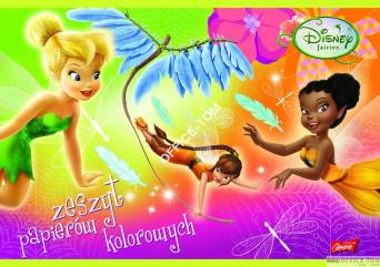 Zeszyt papierów kolorowych nabłyszczanych A4, 10k. DISNEY WRÓŻKI Unipap