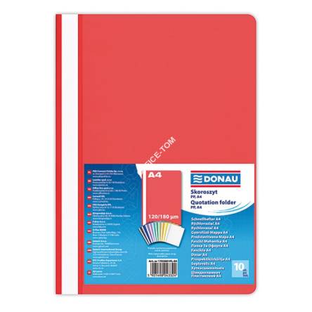 SKOROSZYT DONAU, PP, A4, STANDARD, 120/180MIKR., CZERWONY (10)