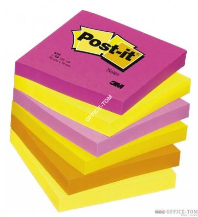Bloczki samoprzylepne 3M POST-IT® 654N 76x76 Jaskraworóżowy 100k
