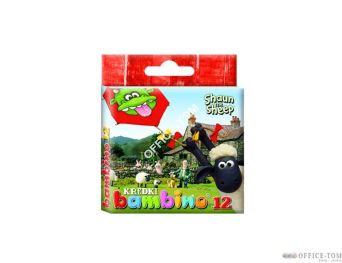 Kredki BAMBINO  12-kolorów   w pudełku kartonowym BARANEK SHAUN ST.MAJEWSKI