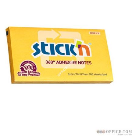 Notes samoprzylepny 127X76mm, 360 stopni, ciemno zółty (12) STICK\'N