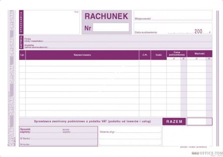 Rachunek MICHALCZYK I PROKOP A5 (poziom) 80 kartek