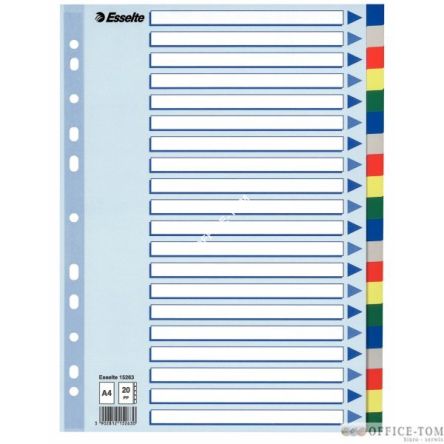 Przekładki plastikowe z PP A4 ESSELTE, 20 kart