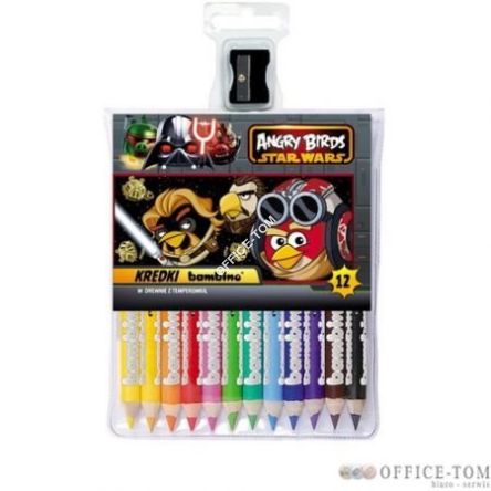 Kredki BAMBINO w opr.drew. 12 kol. + temperówka ANGRY BIRDS & STAR WARS II St.Majewski
