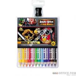 Kredki BAMBINO w opr.drew. 12 kol. + temperówka ANGRY BIRDS & STAR WARS II St.Majewski