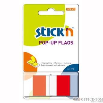 Zakładki indeksujące w podajniku 45X25mm 50 czerwony STICK\'N
