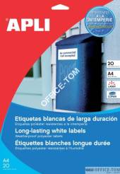 Etykiety APLI  poliestrowe  64,6x33,8 Biały 20ark 480szt