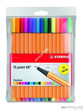 Cienkopis STABILO point 88, komplet 15 szt. , w tym 5 neonowych
