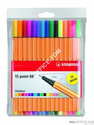 Cienkopis STABILO point 88, komplet 15 szt. , w tym 5 neonowych